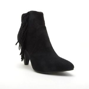 NWT Suede Tassel Ankle Boots, Black